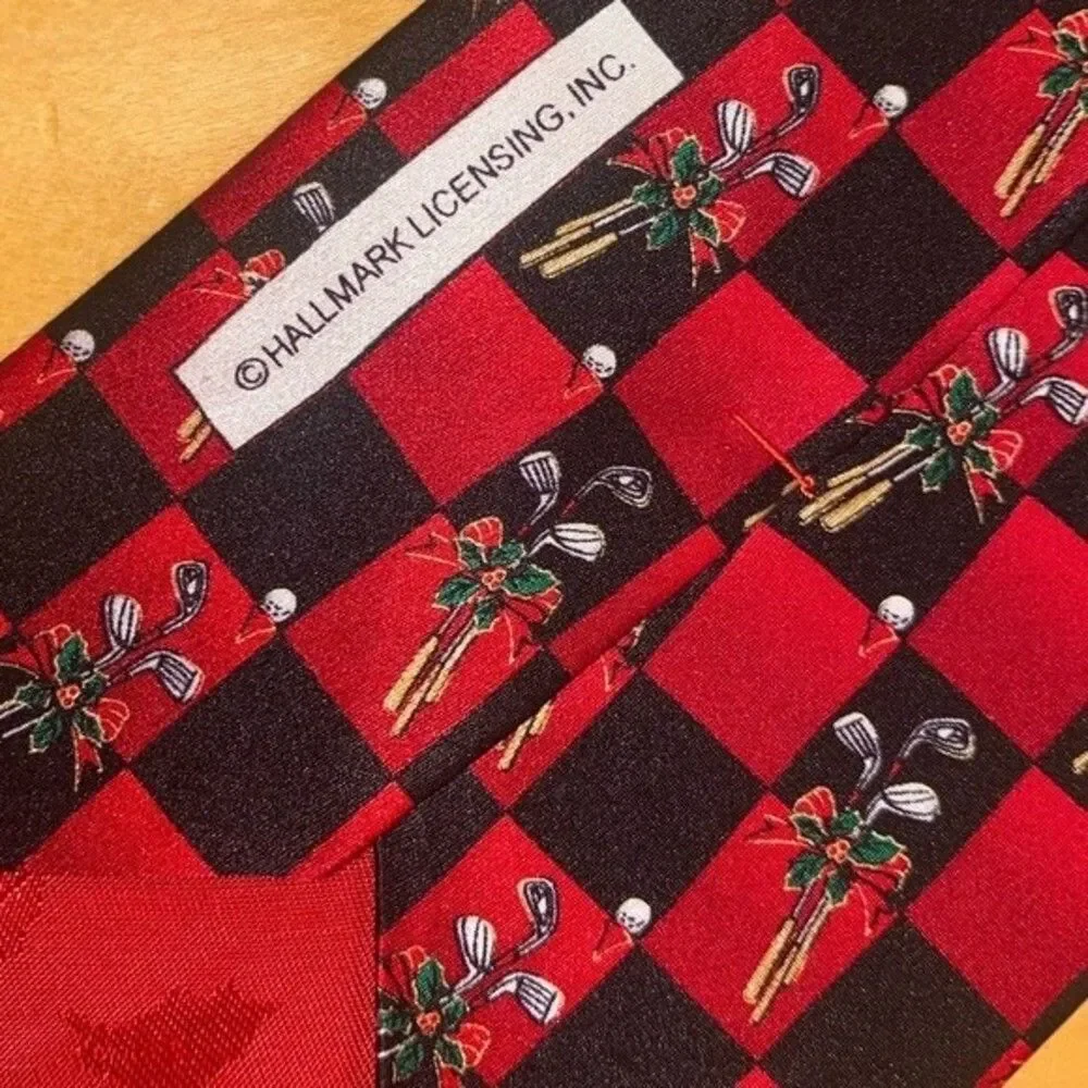 HALLMARK Mens Silk Holiday Golf Tie